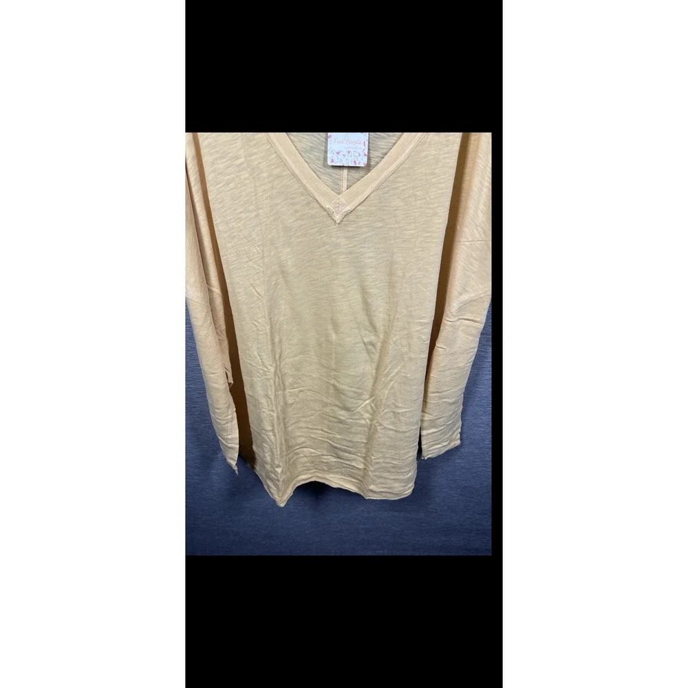 NEW Free People Women's On My Mind V-Neck Long Sleeve Shirt Camel/Yellow Size M - Picture 5 of 13